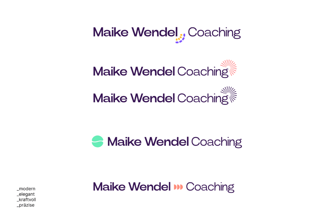 More iterations on logo designs, incorporating reminiscences of the brand shapes.