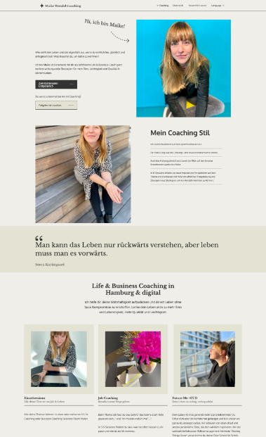 Screen of the old/ current website. It is fairly grey and clearly built in a homepage builder for end customers.