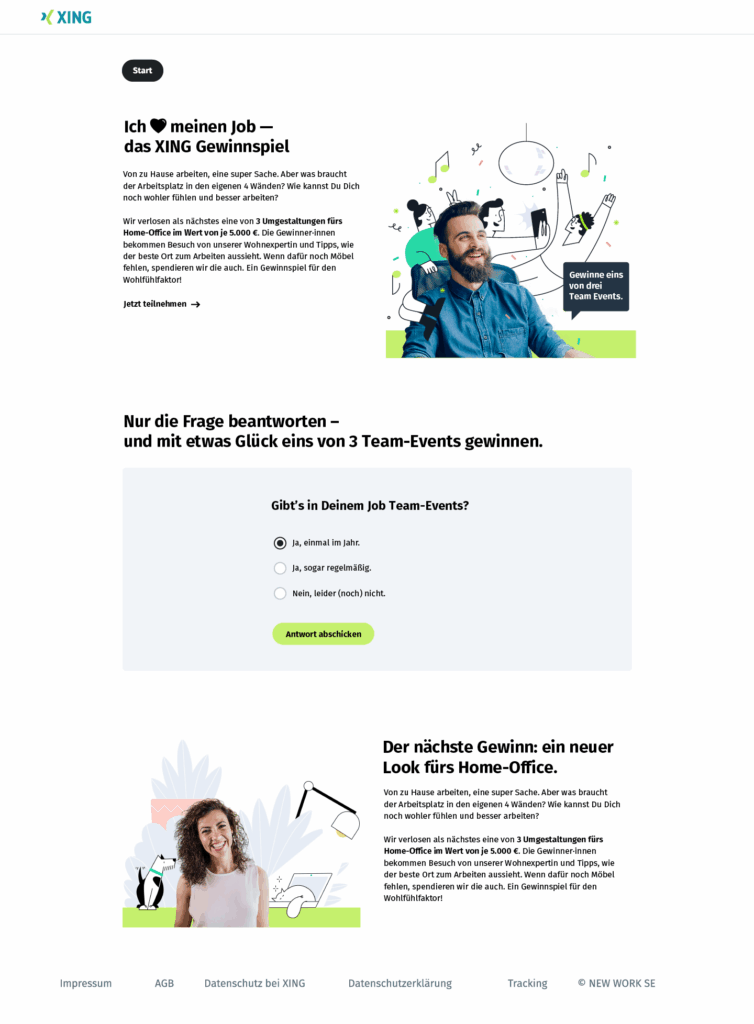 A landing page using these visuals to promote current and future competitions.