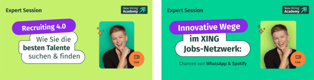 Two LinkedIn banners promoting indepth talks on recruiting topics. They are less complex and highlight the talk itself.