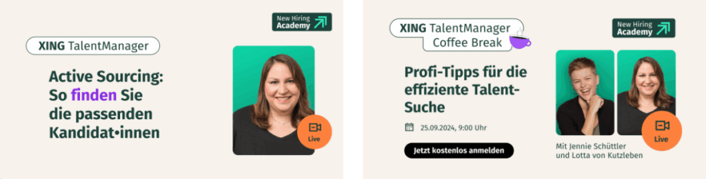 Two LinkedIn banners promoting customer care sessions and workshops. They are much more subdued in colour.